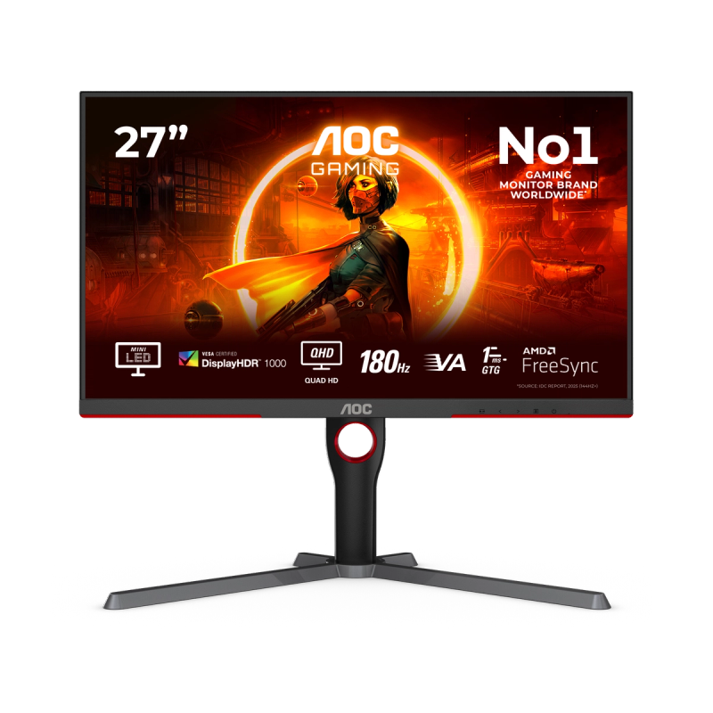AOC Q27G3XMN 27-Inch 1440p 180Hz Mini LED Gaming Monitor product photo