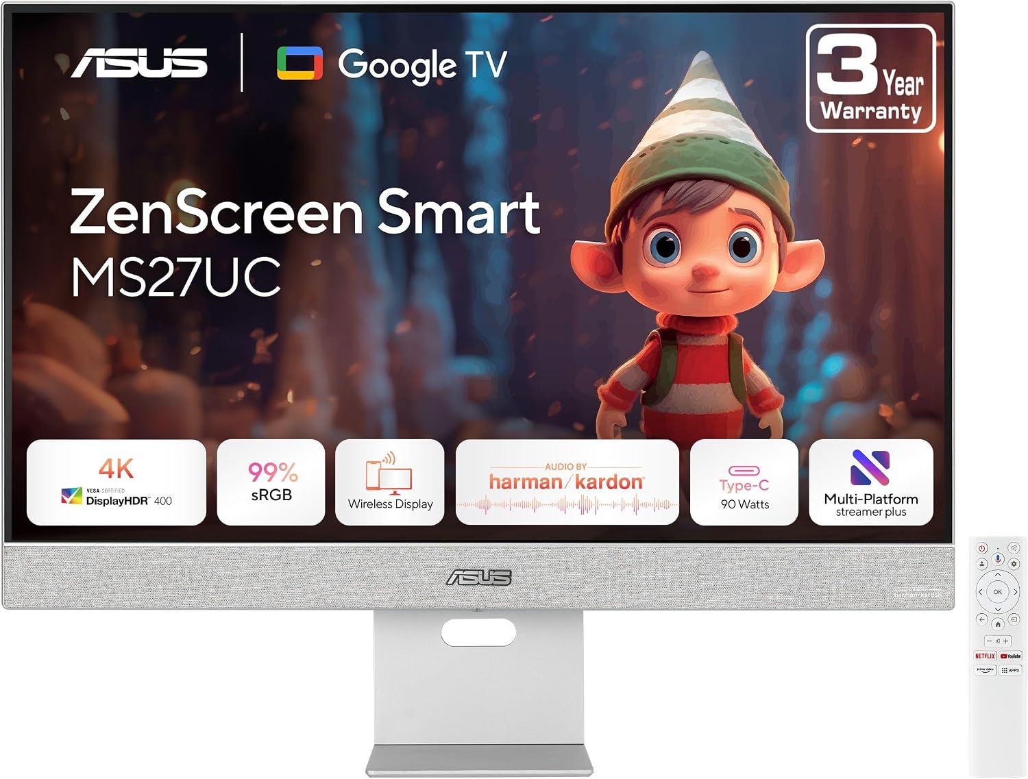 ASUS ZenScreen MS27UC 27-Inch 4K Smart Monitor product photo