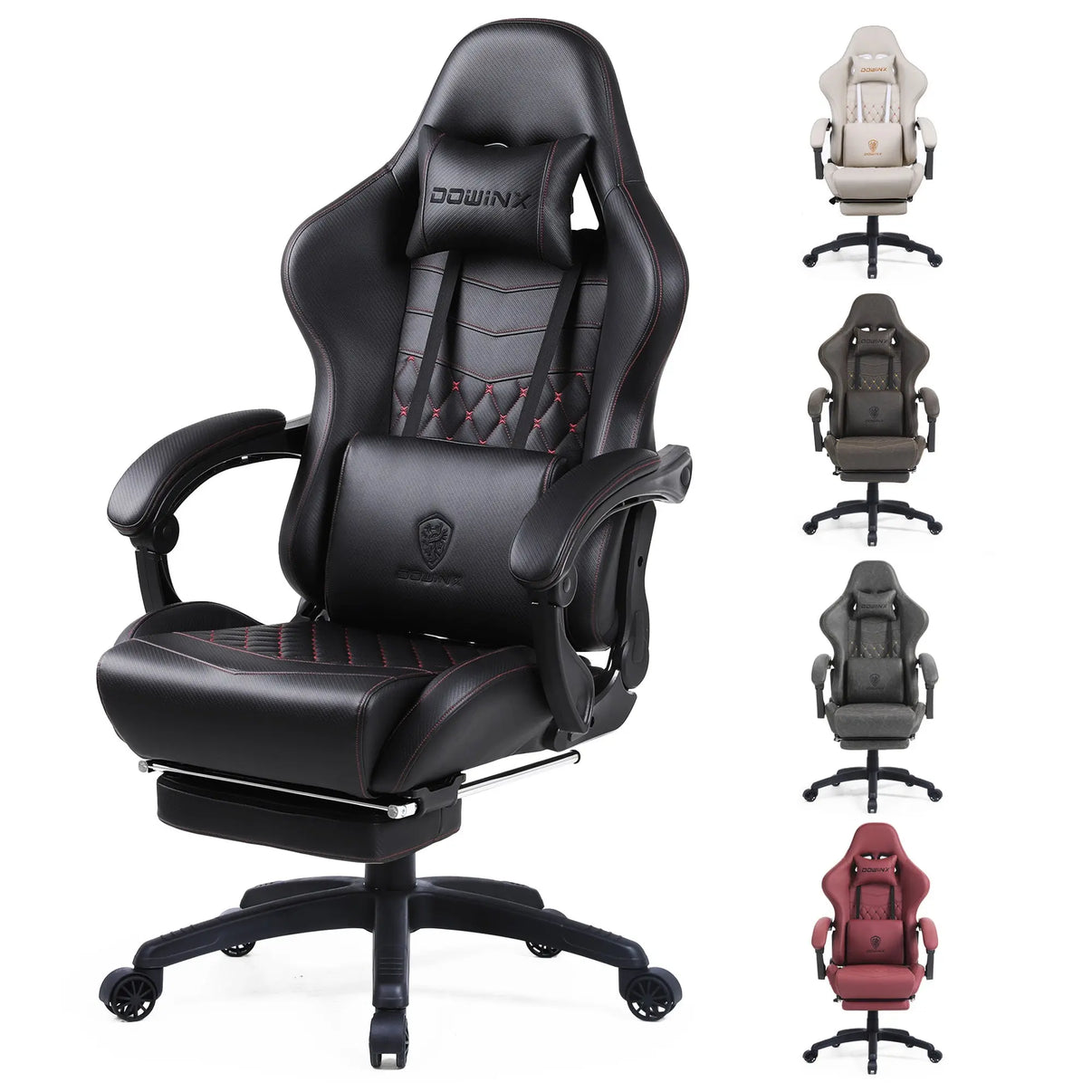 Dowinx 6689 Vintage Retro Style Gaming Chair with Massage Lumbar and Footrest product photo