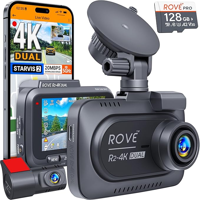 ROVE R2-4K DUAL Dash Cam Front and Rear product photo