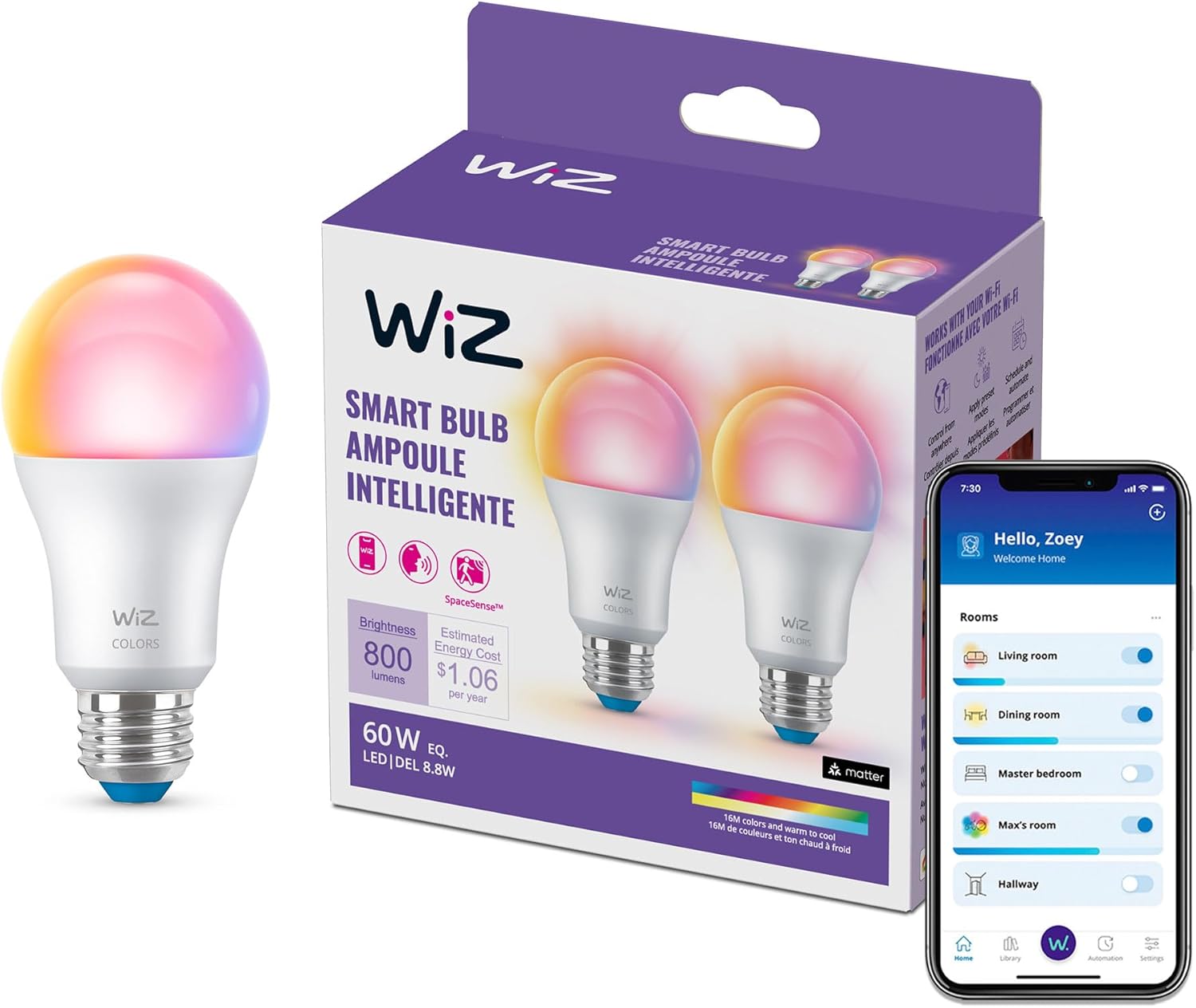 WiZ Color Smart Bulb 2-Pack product photo